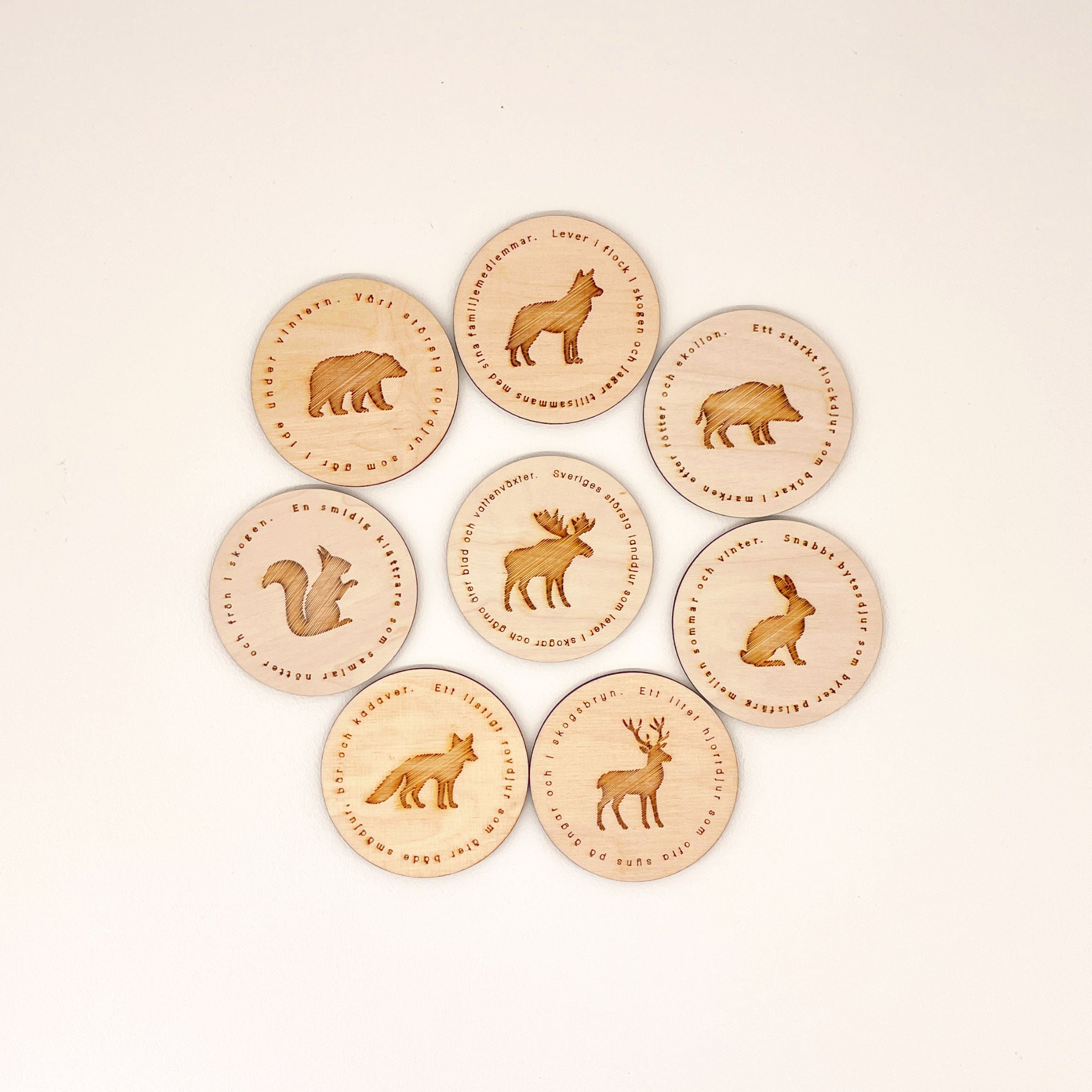 Glasunderlägg - 8 djur